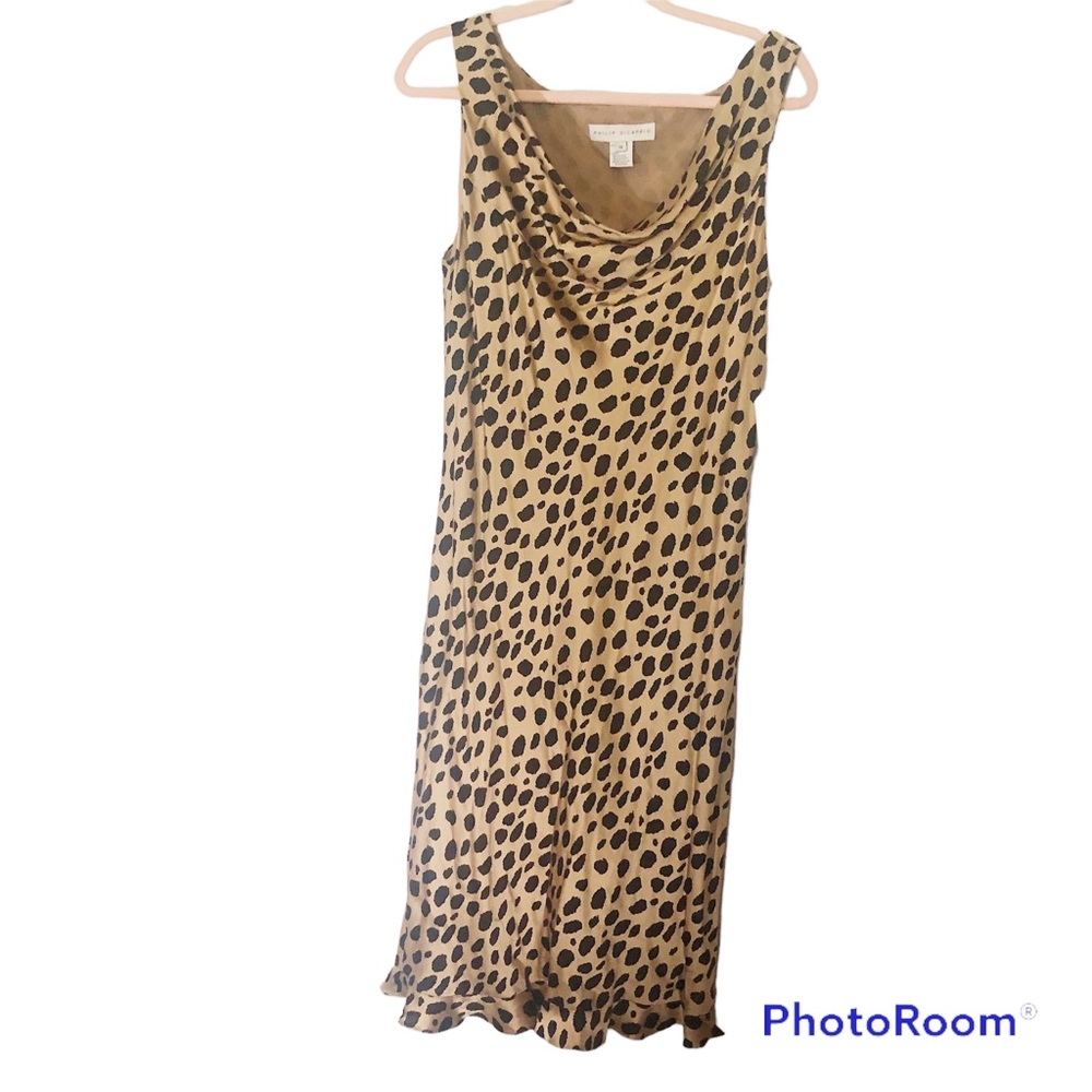 vintage SILK animal print sleeveless slip dress bottom ruffle
